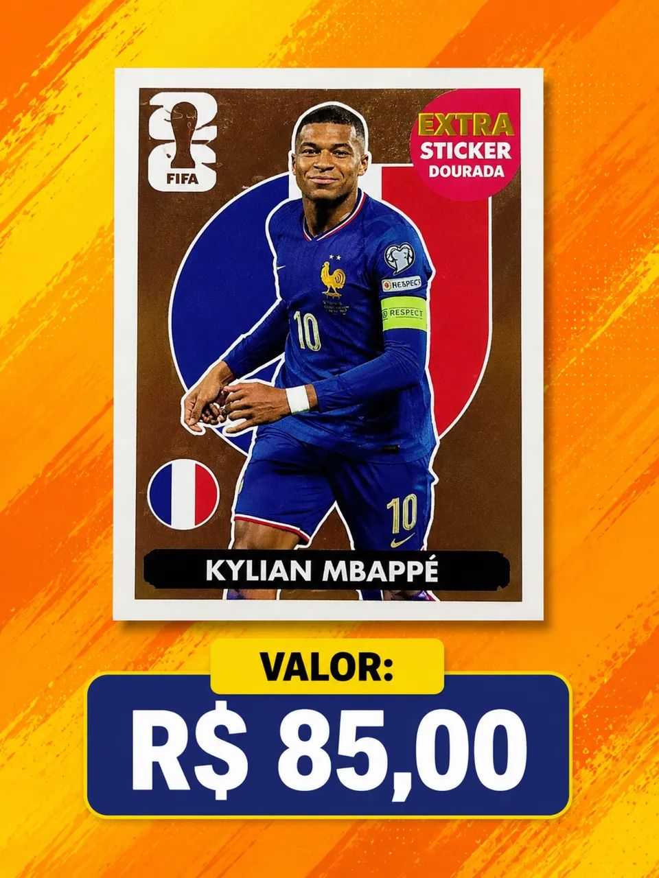 Figurinha extra sticker do kylian mbappe bronze 