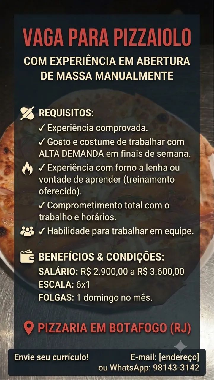 Vaga Pizzaiolo 