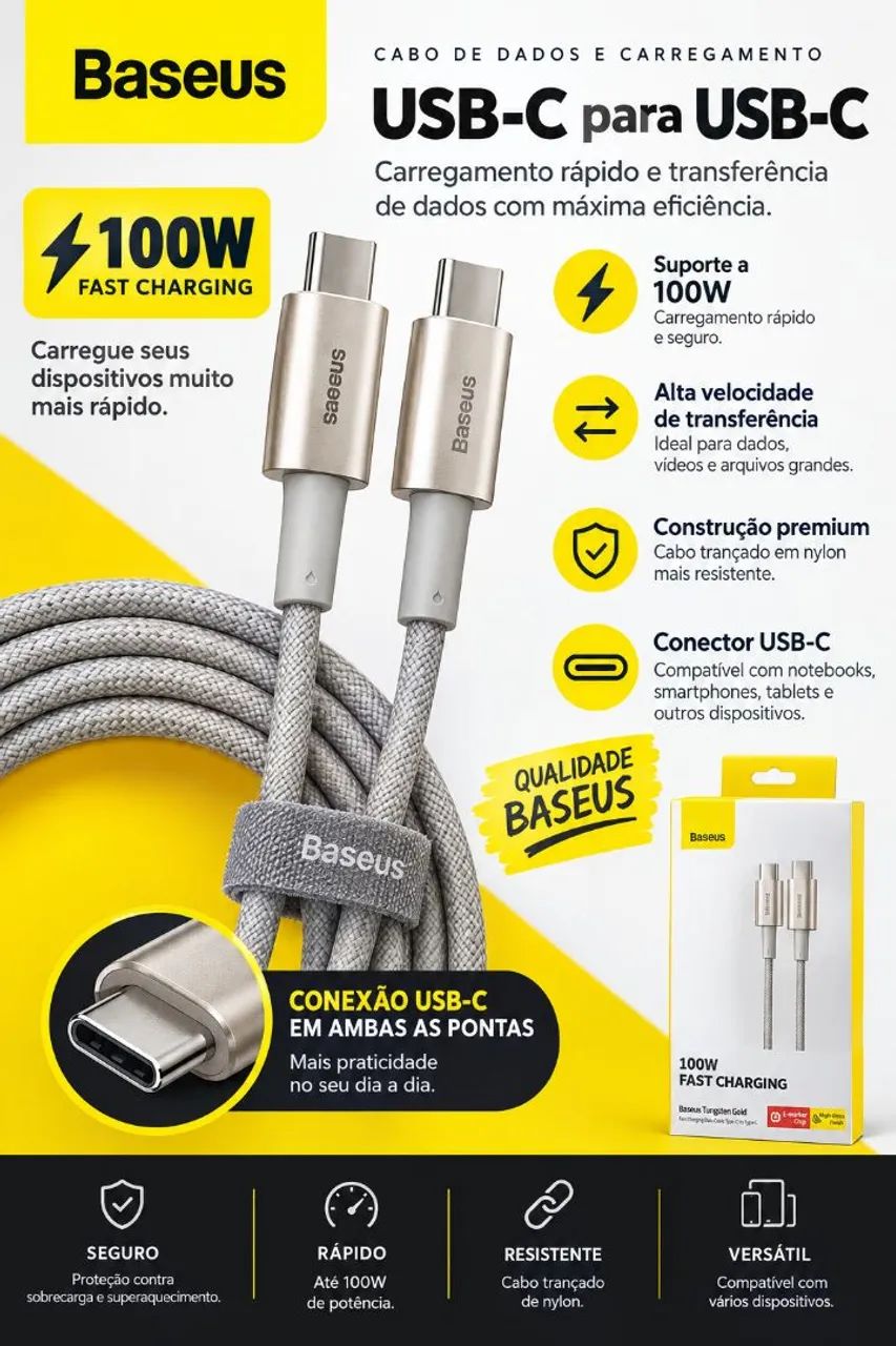 Cabo Tipo C  Baseus 100W 