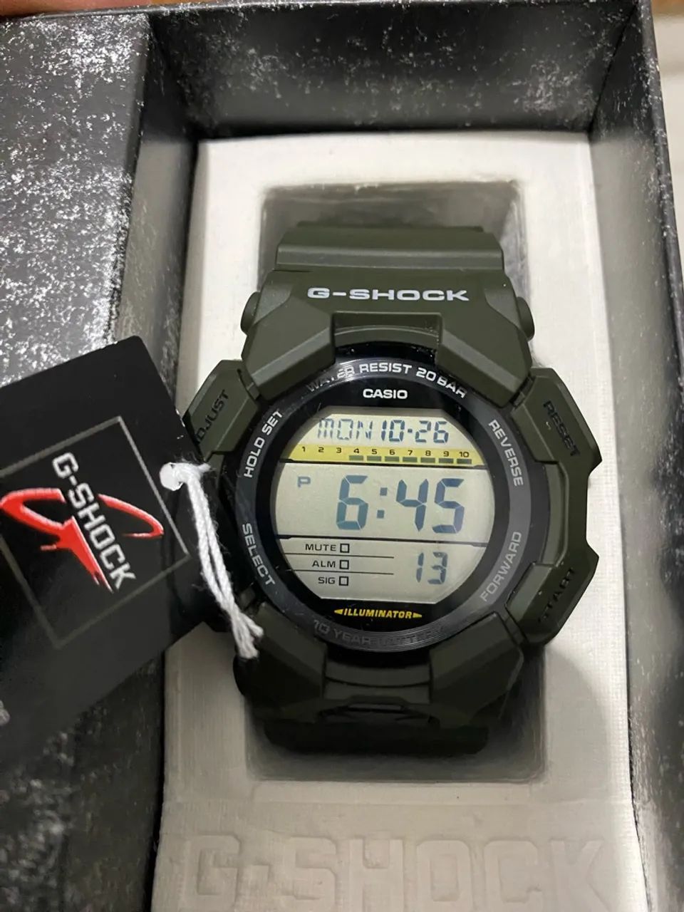 Relógio casio GD-010-3DR na caixa com nota 