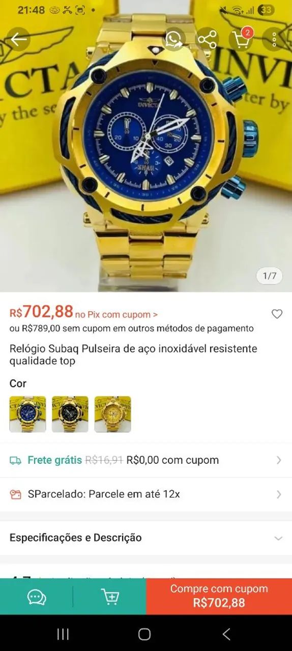 Vendo ou troco relógio invicta 