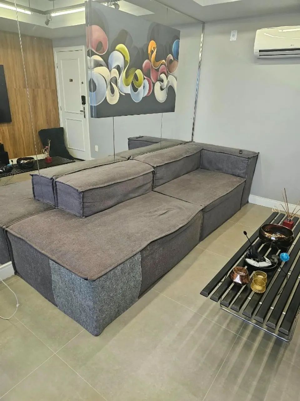 Sofá de dois módulos cinza - Foto 2