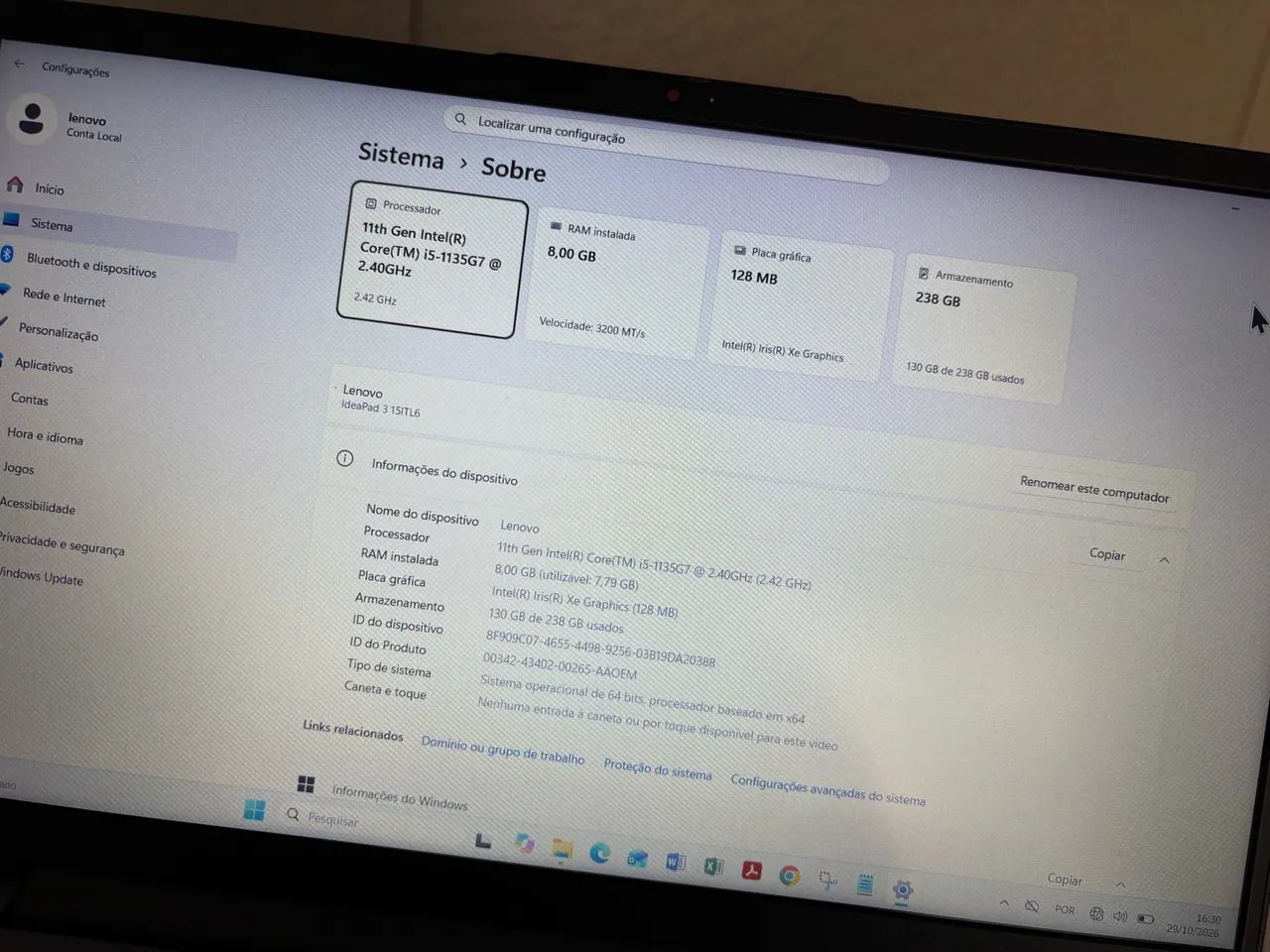 Notebook Lenovo ideapad 3 Intel core i5 11 geração  - Foto 5