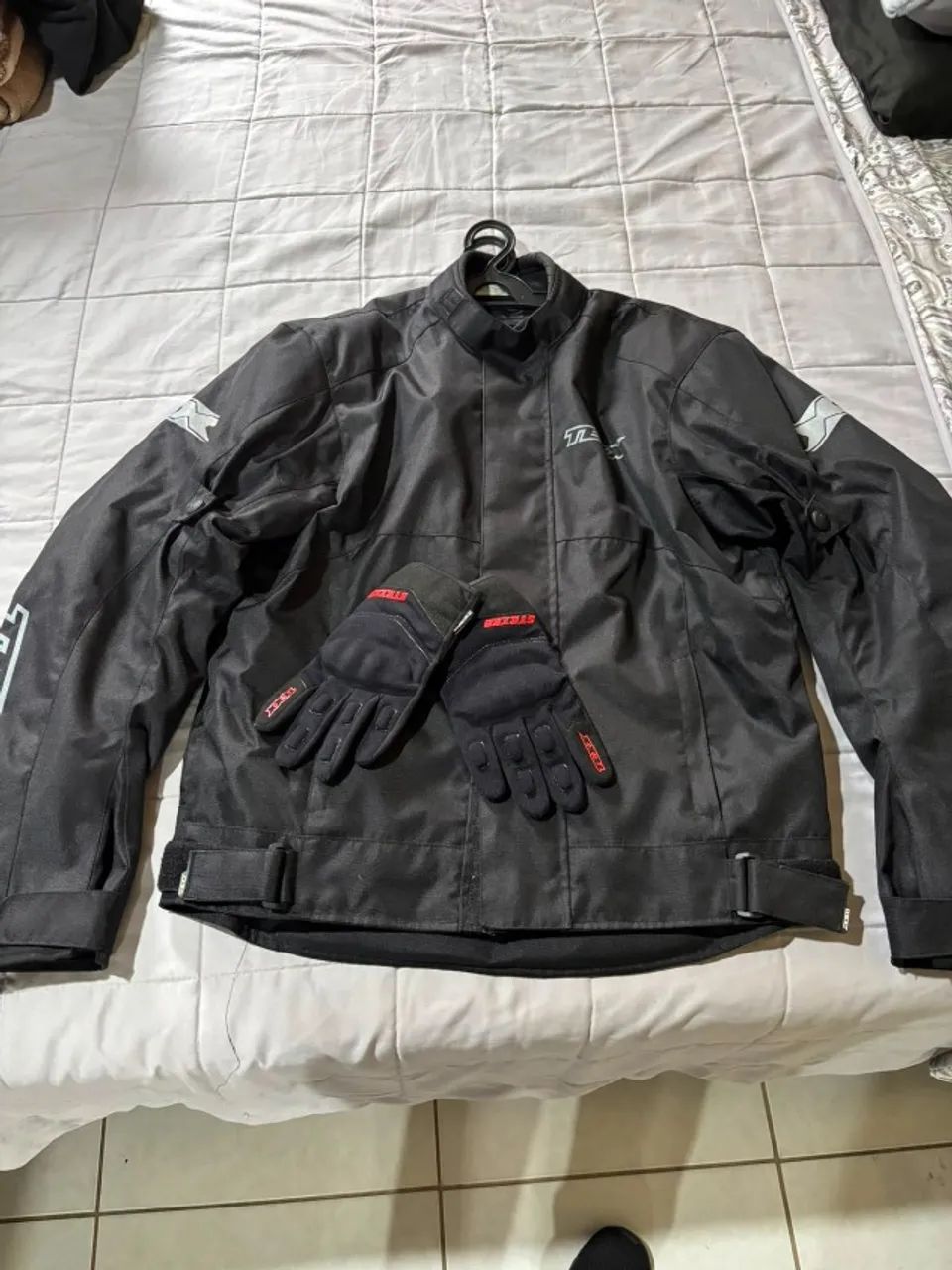 jaqueta de moto impermeável TEXX com par de luvas
