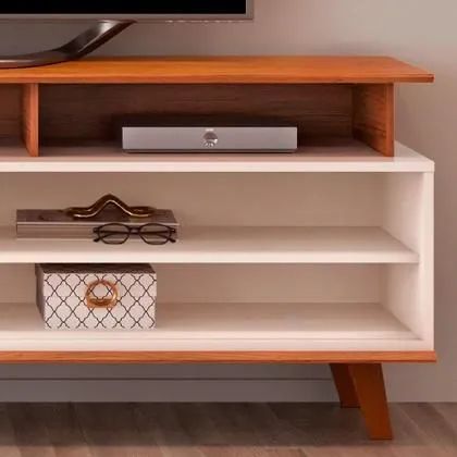 Rack Flow com Painel Lume para Tv de até 65 Polegadas Dj Freijó/Off White<br> - Foto 4