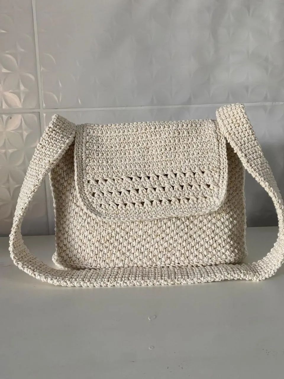 Bolsa de Ombro croche cru feminina genérica  - Foto 5