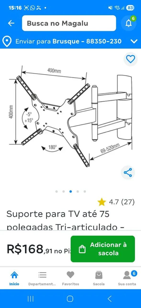 Suporte triarticulado Brasforma  25' a 75' PolegadasNovo - Foto 4