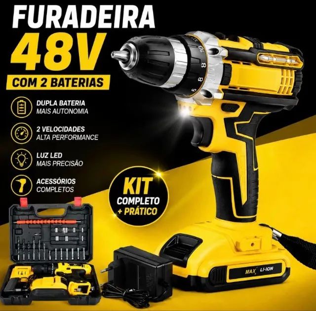 Parafusadeira 4 em 1 - 48V com duas baterias