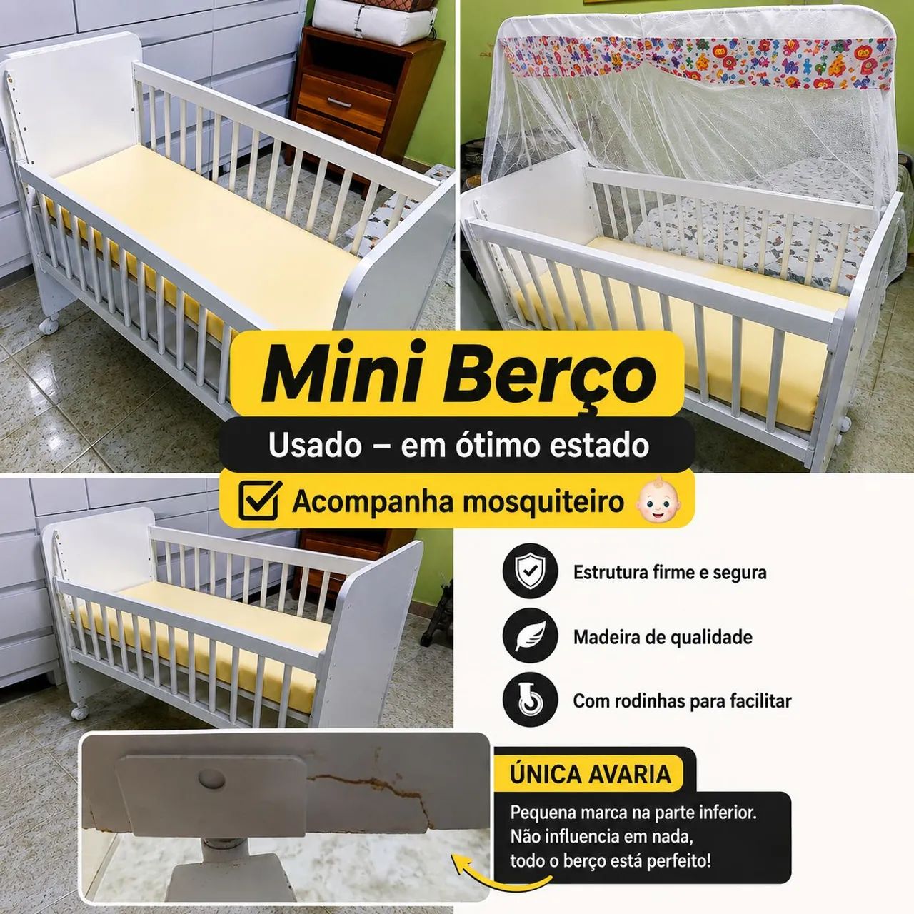MINI BERÇO (SEMI NOVO).
