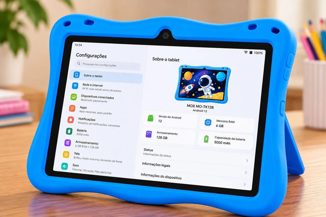 Tablet Infantil MOX MO-TK138 Azul 7 polegadas Android 12 6GB RAM 128GB - Foto 4