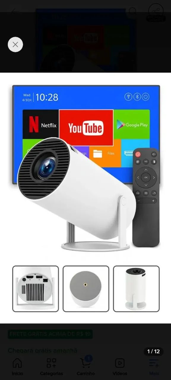 Mini Projetor Davely HY300 4K Android com Wi-Fi e Bluetooth