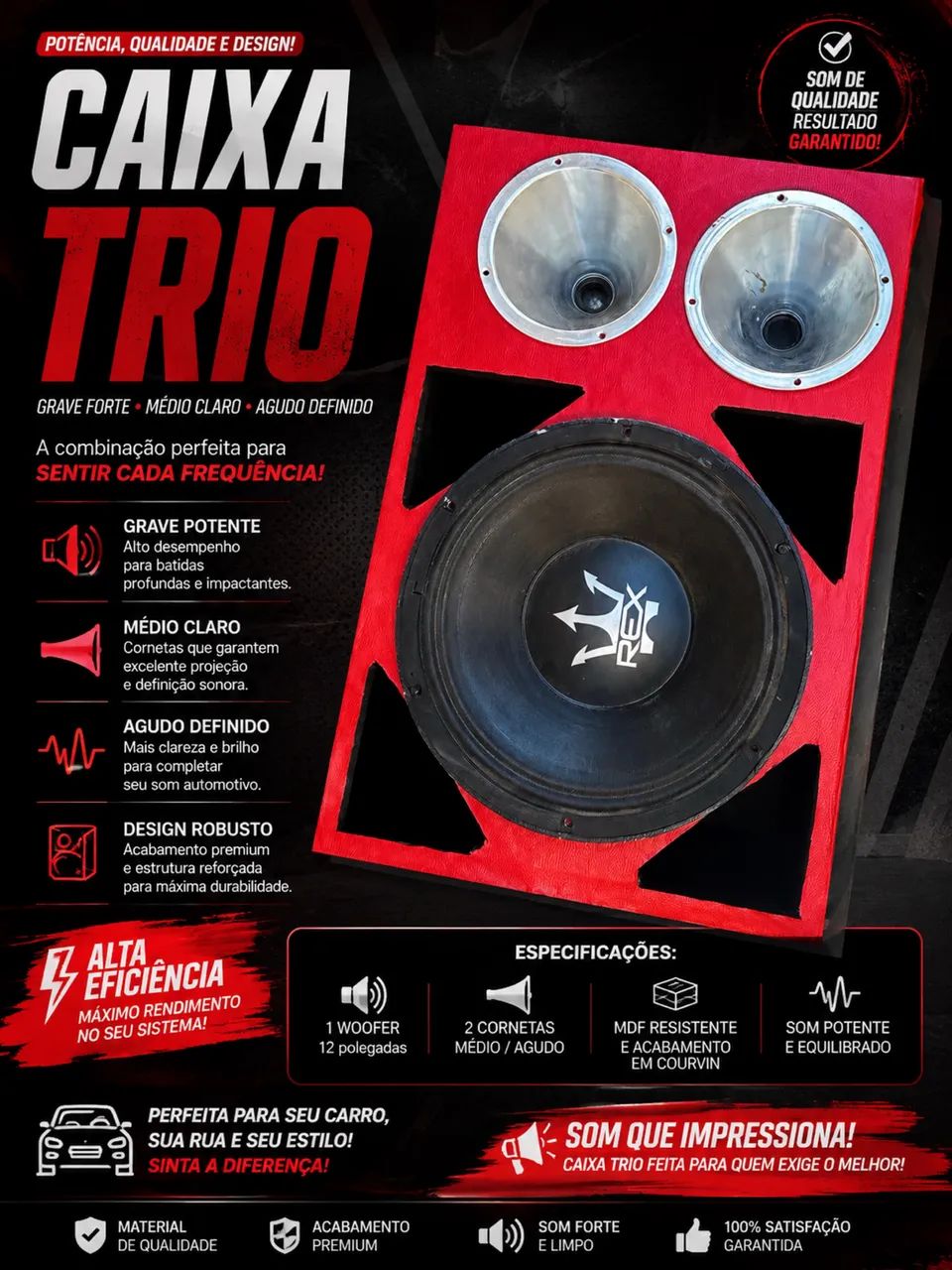Caixa trio de 12 polegadas 