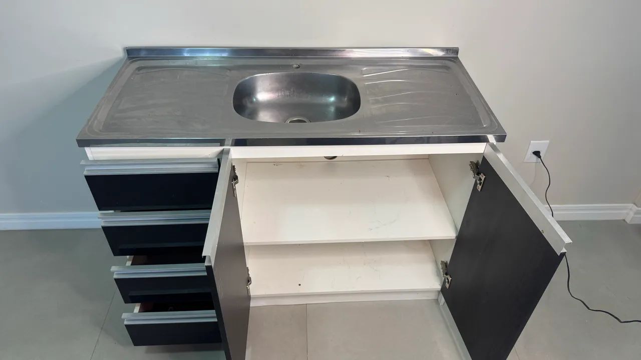Balcão em MDF de cozinha com pia inox 1,20 - Foto 4