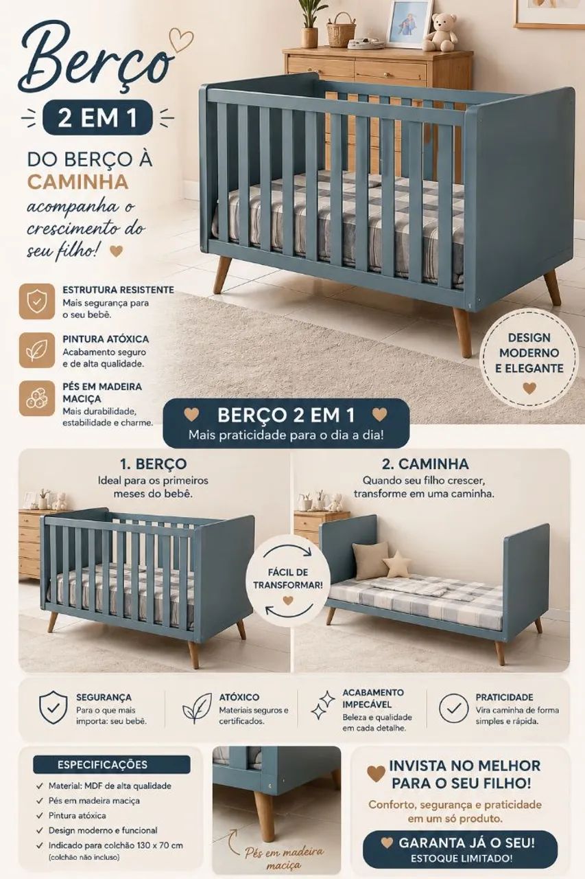 Berço 2 em 1 - Foto 4