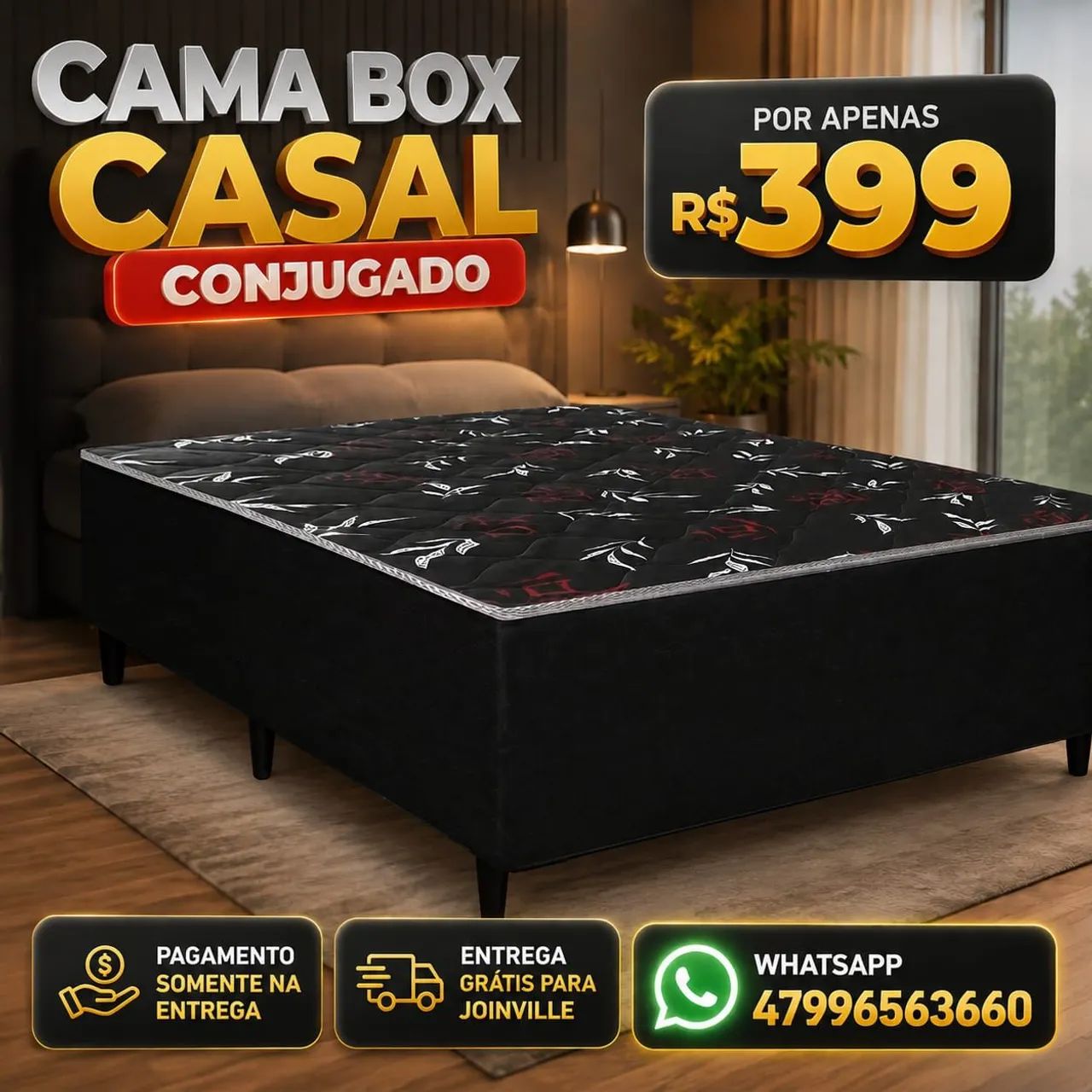 Cama box casal conjugada 
