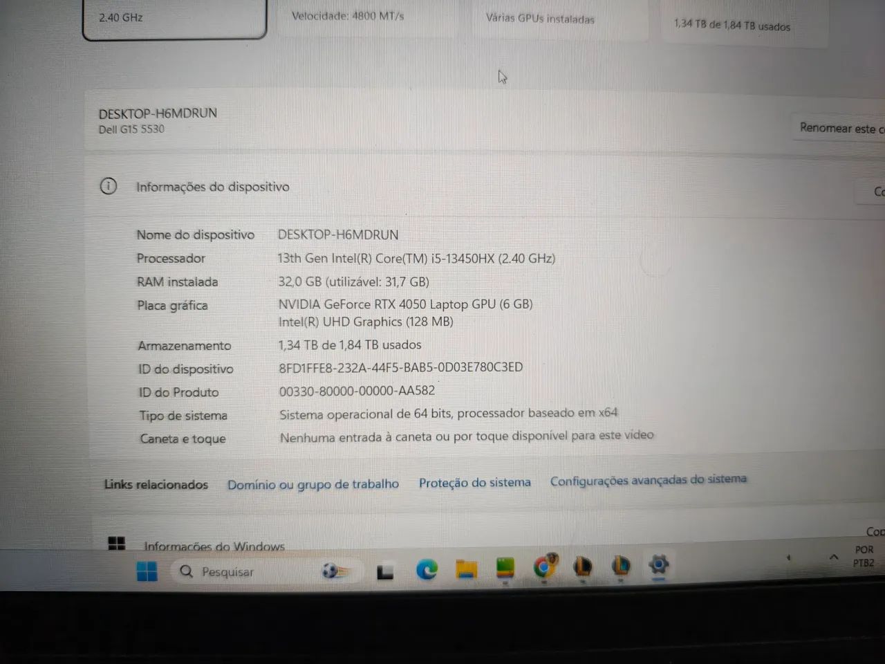 Notebook Dell G15 i5-13450HX, 32GB, 1TB RTX4050. - Foto 3