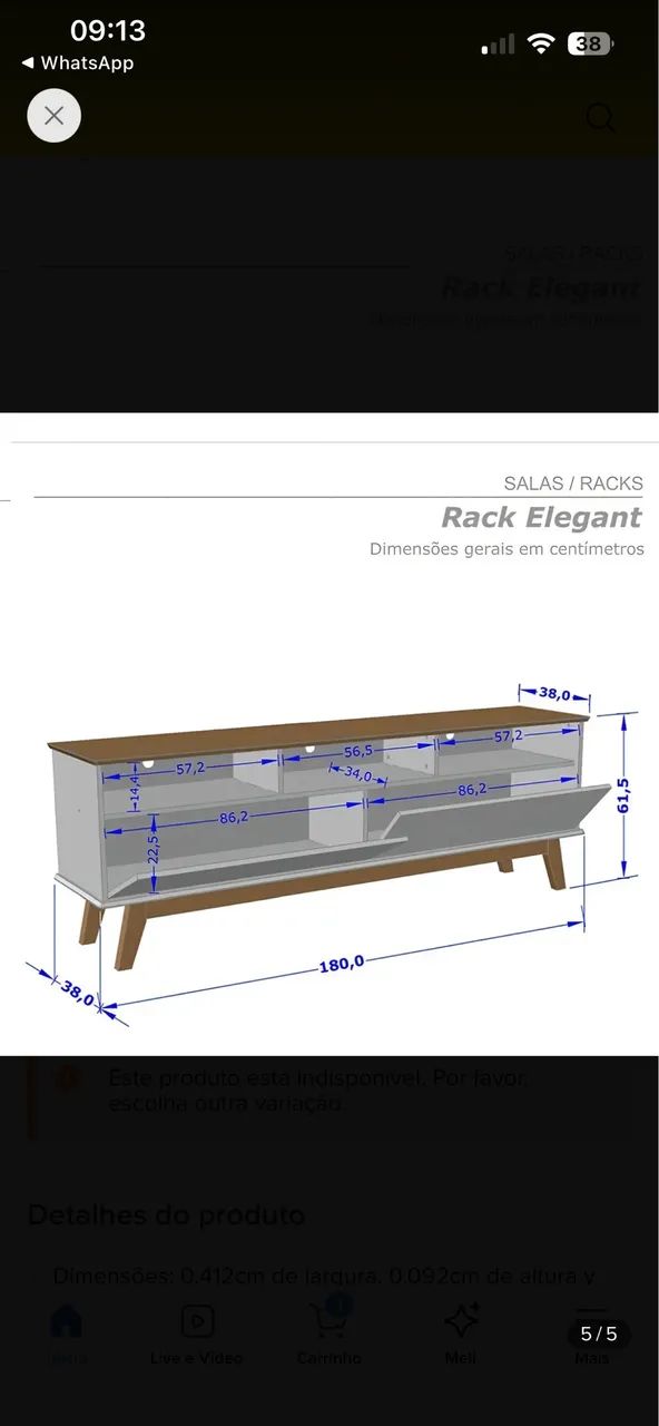 Rack Para Tv Até 65 Polegadas Elegant Cinamomo/titanium Móveis Bechara - Foto 5