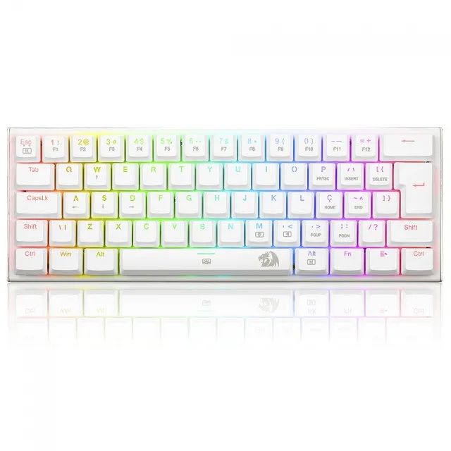 Teclado Mecânico Gamer | Redragon Anivia Lunar White | RGB | 60% | Switch Blue - Loja FH