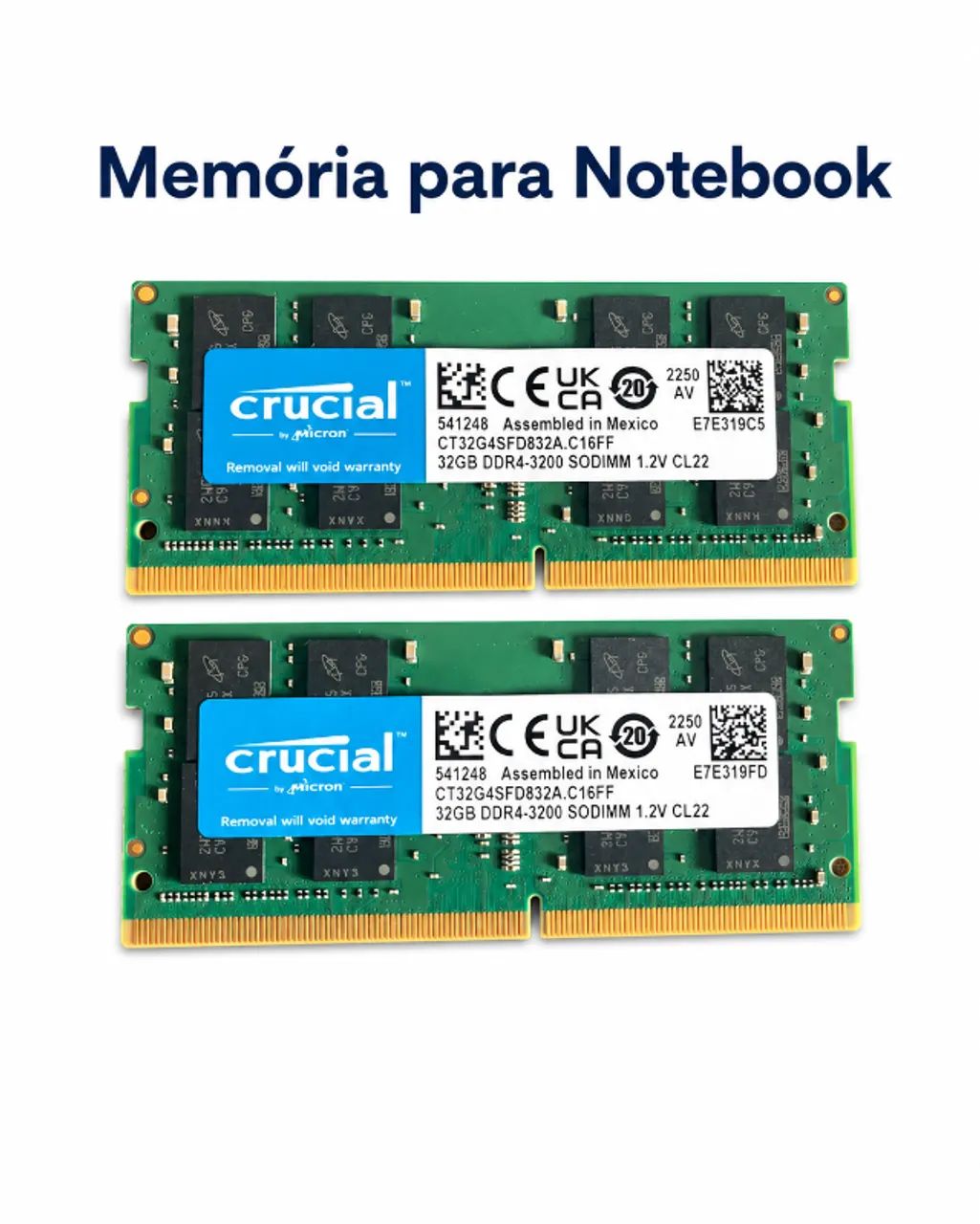 Memória Crucial 32GB DDR4 3200MHz SODIMM para Notebook - Memória
