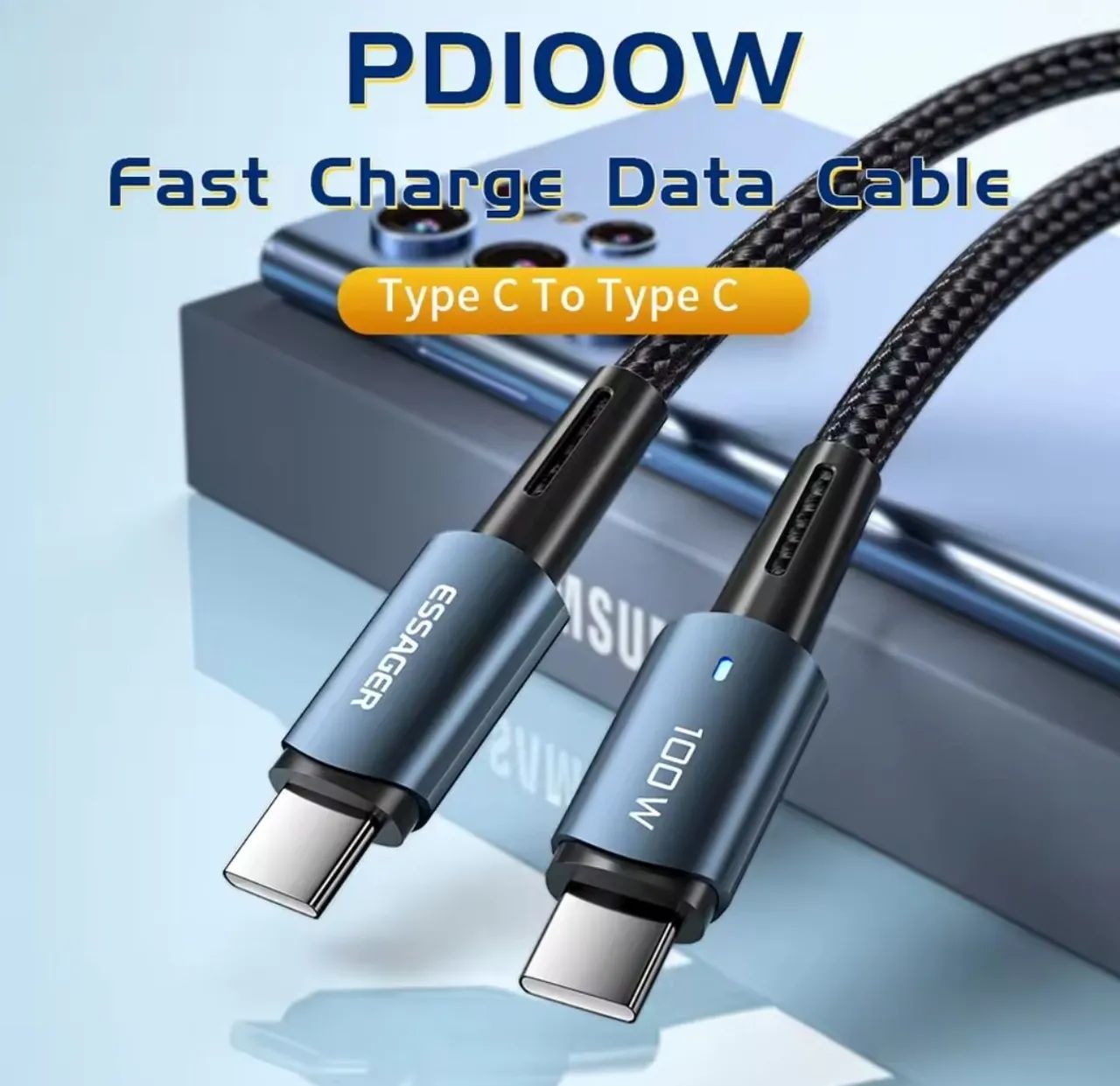 Cabo USB-C Essager 100w com 2 metros  - Foto 2