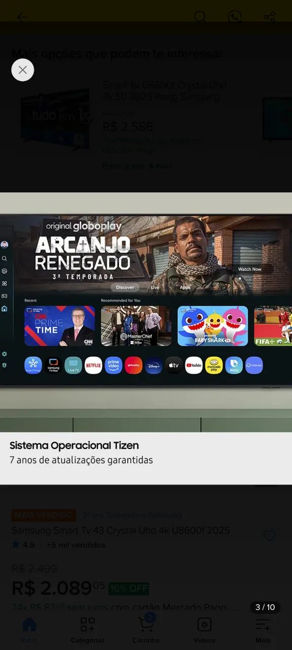 Tv samsung 43" 4K Crystal UHD - Foto 2