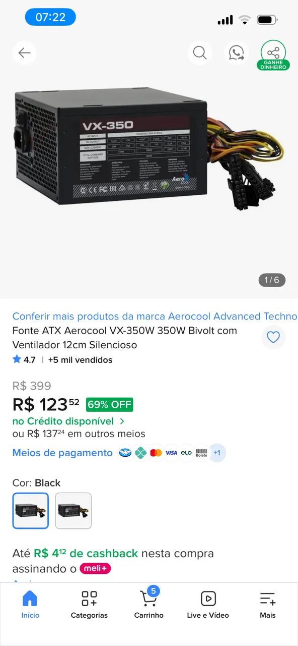 Fonte VX 350W AERO COOL - Foto 2