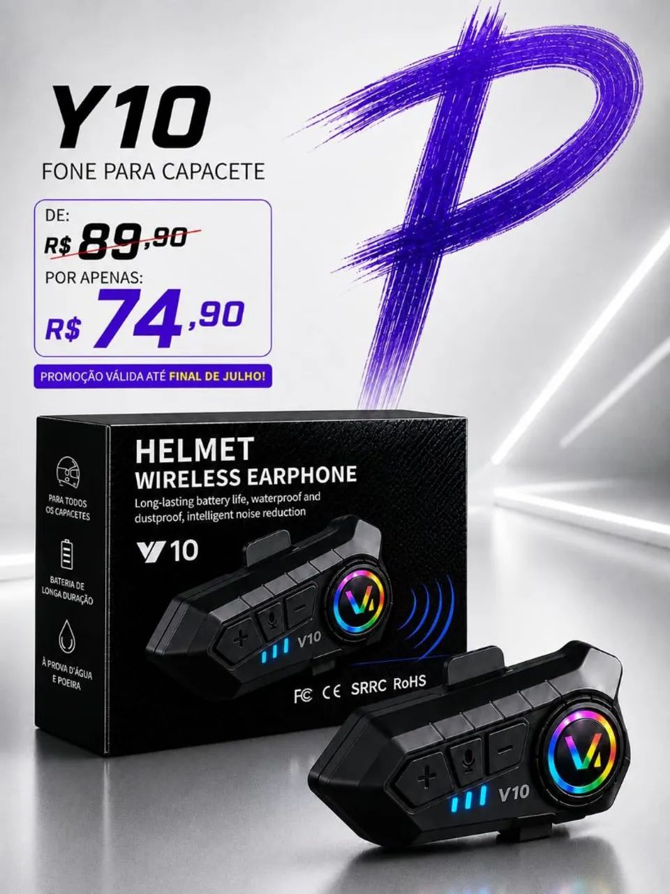 Fone para capacete Y10 ORIGINAL promoção 