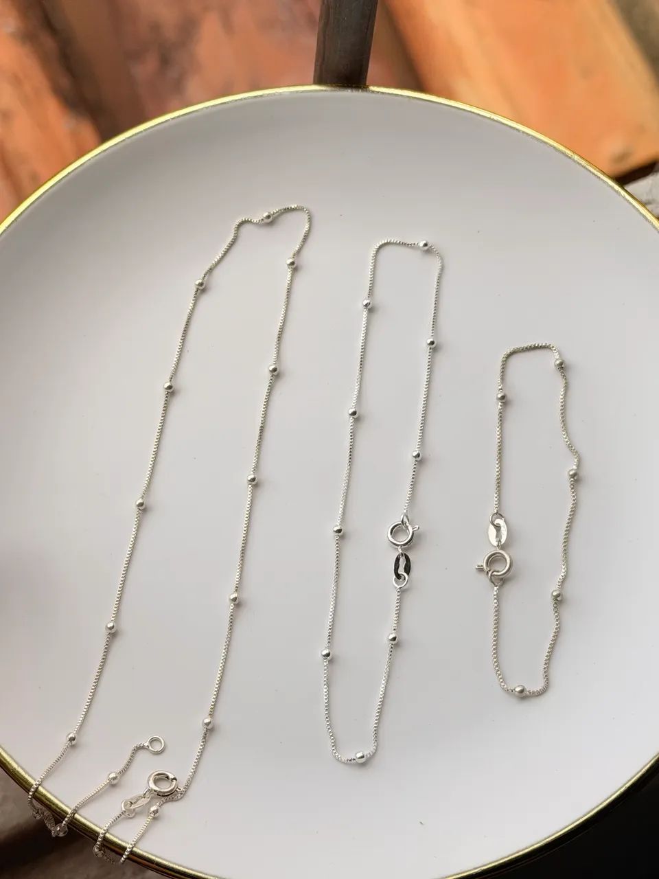 PRATA LEGÍTIMA 925 | Colar, tornozeleira, pulseira e trio de argolas - Foto 2