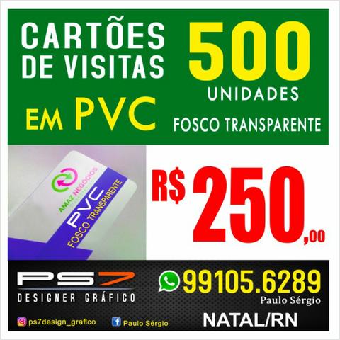 500 Cartões de visitas em PVC transparente Fosco e cantos arredondados