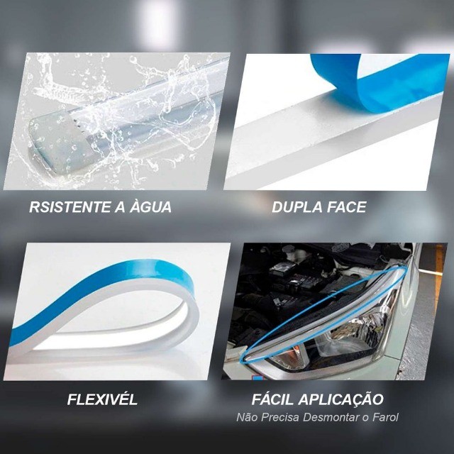 Fita Led  P/farol de carro universal - Drl Dual Color  Sequencial  45cm 60cm - Foto 4