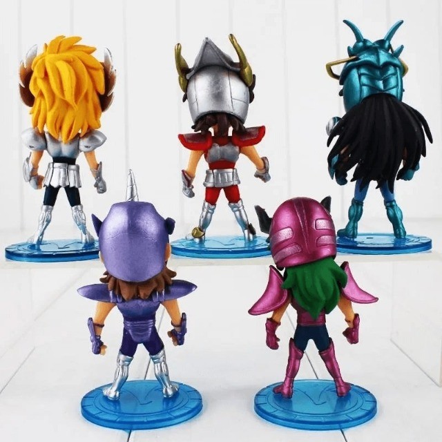 Bonecos Cavaleiros do Zodiaco Seiya Shun Shiryu Hyoga Jabu Figuras Miniatura Action Figure - Foto 2