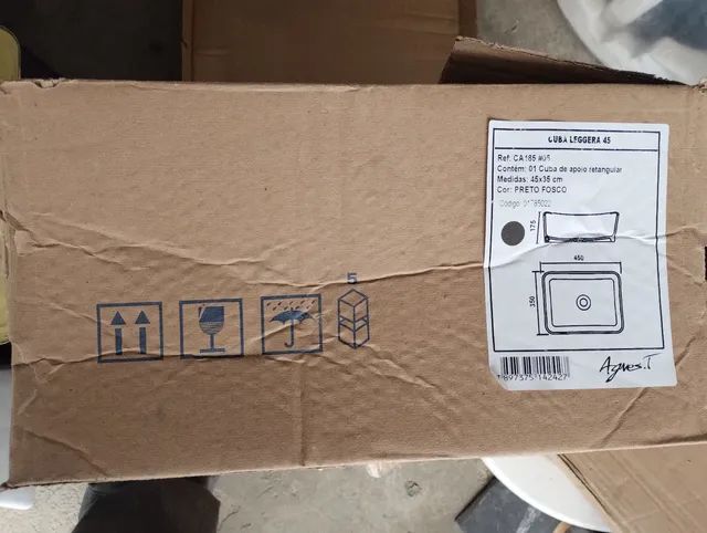 Cuba de apoio retangular preto fosco 45x35 leggera agnesti  - Foto 4