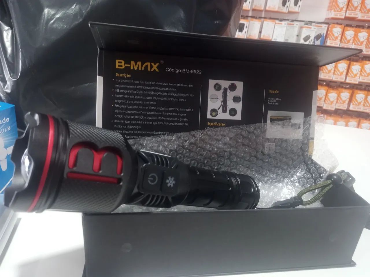 Lanterna Tática 8522 B-Max 2000 Metros 7 Funções 2 Leds - Foto 4