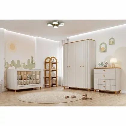 Quarto Infantil Cupcake, 100% MDF ( Roupeiro+Comoda+Berço+Estante ) - Permobili Baby - Foto 2