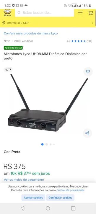 Microfone Lyco UH08-MM Dinâmico - Preto