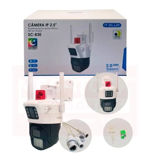 Câmera de Segurança IP Dupla com 2 Antenas com alerta inteligente SC-B30 - It-Blue 