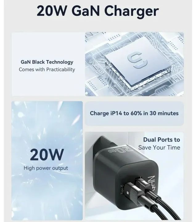 Carregador Rápido 20W  USB e tipo C  Essager  - Foto 4