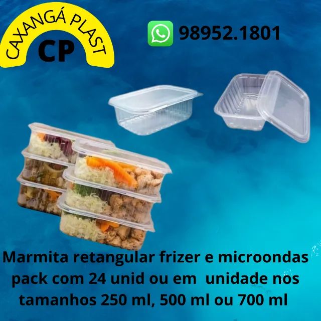 Marmita retangular e pote redondo para alimentos  e sobre mesa