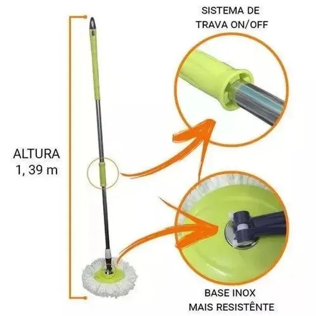 Balde Com Esfregao Mop 16l Aço Inox Ck01 23cmx25cmx44cmhao B - Verde - Foto 4