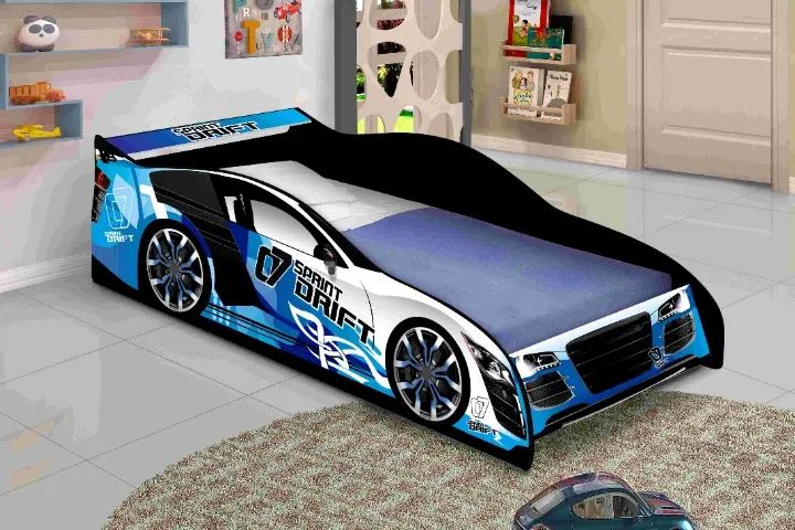 Cama infantil carro, preto, vermelho e azul, frete gratis