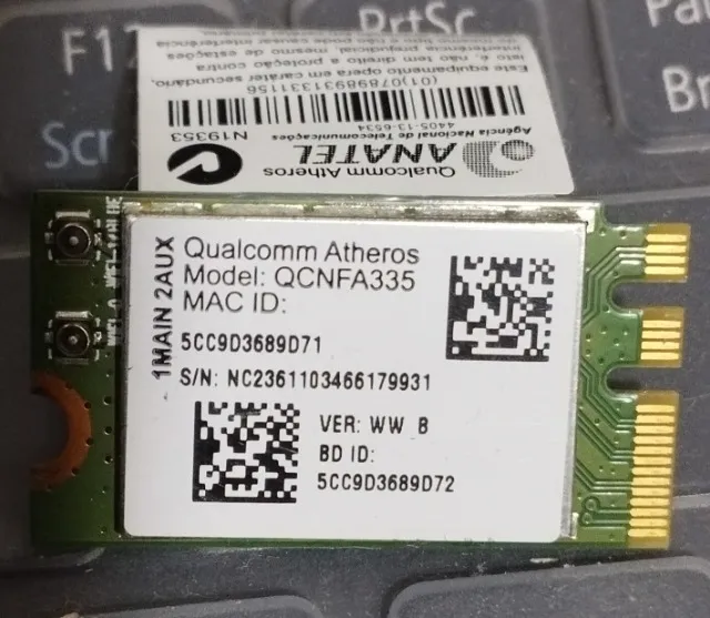 Placa Wi-Fi Qualcomm Atheros QCNFA335