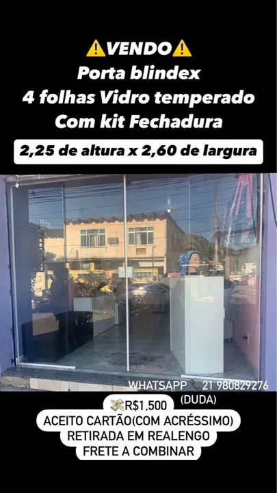 Porta blindex 4 folhas Vidro temperado