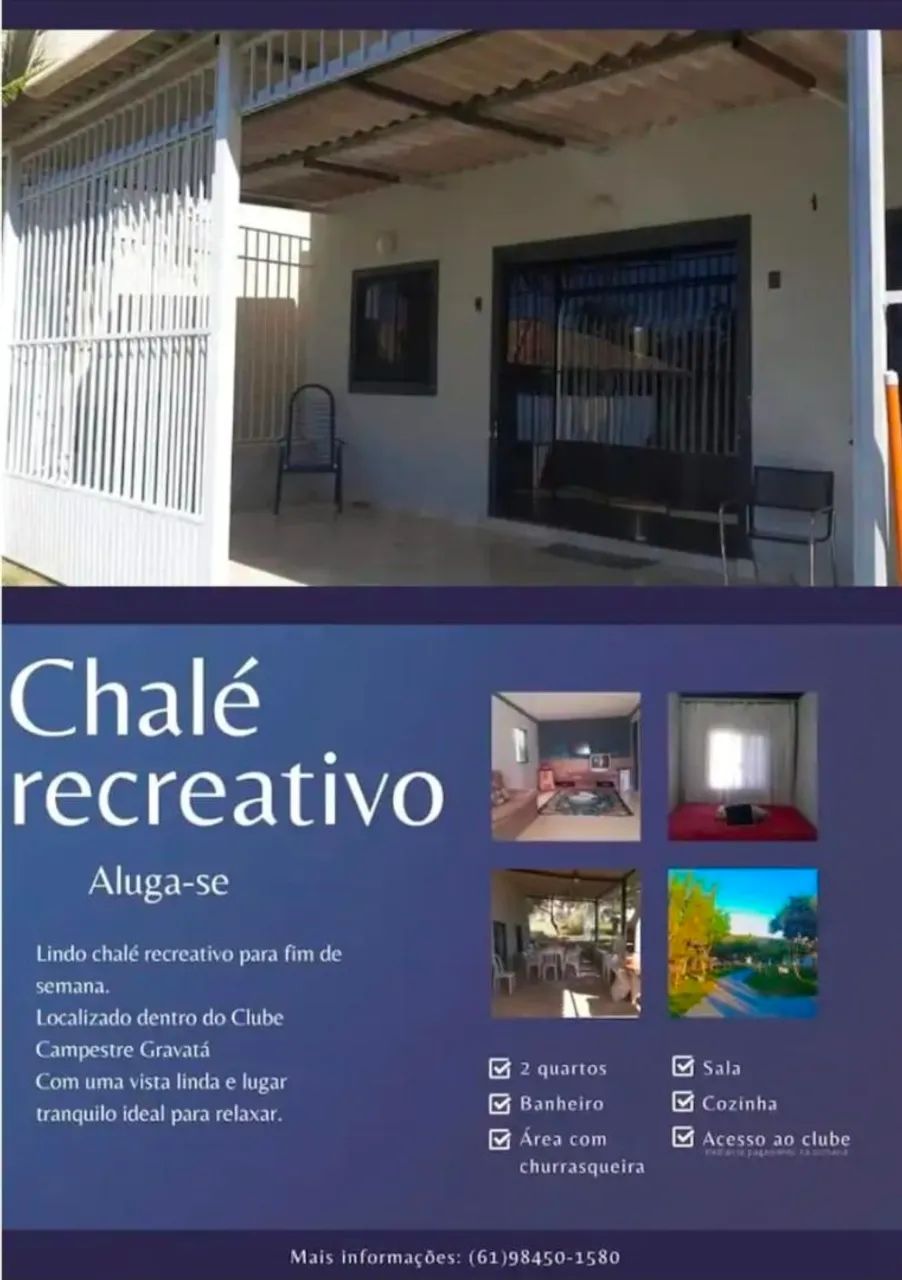 Alugo Chalé dentro do Clube gravatá 