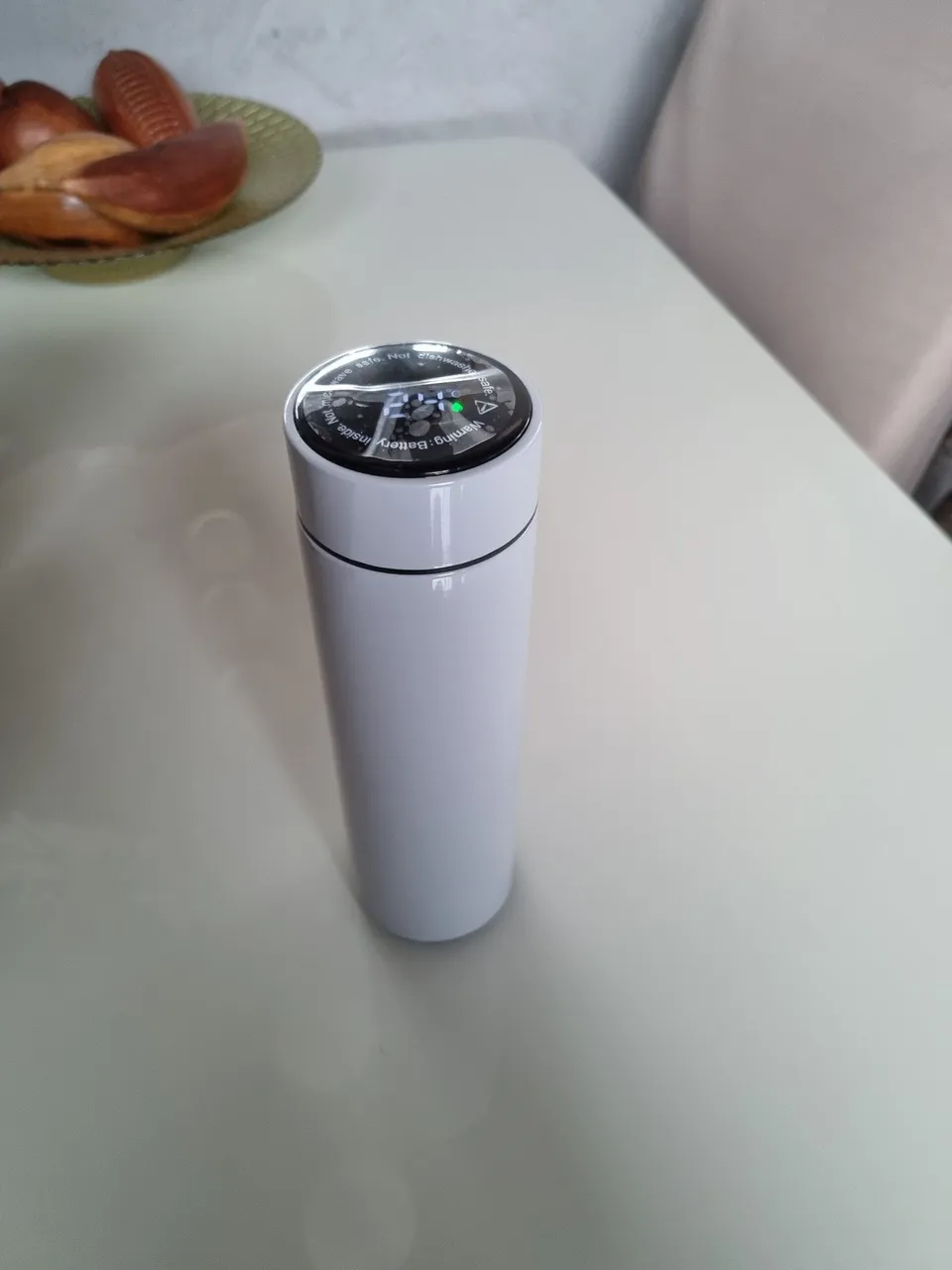 Garrafa de água com display de temperatura 400ml cinza