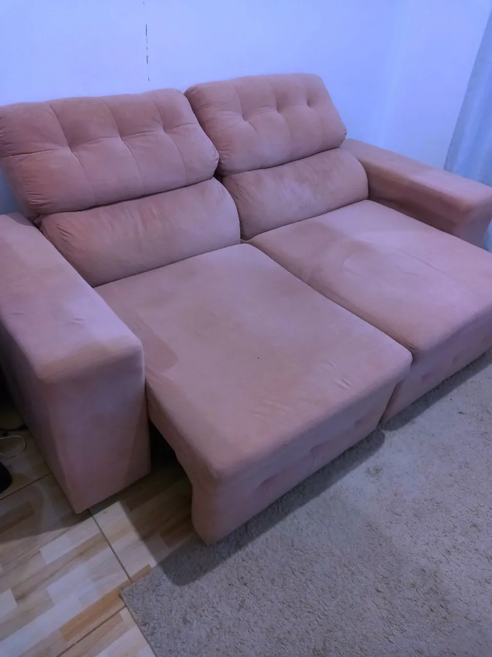 Sofá Reclinável 2 Lugares Rosa em Perfeito Estado