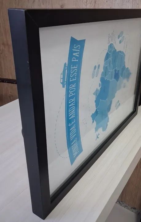 Quadro Decorativo Mapa Brasil com Moldura e Vidro para Marcar Viagens - Foto 3