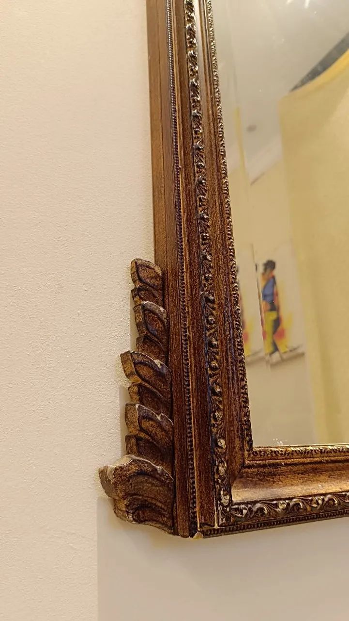 Espelho Decorativo de Madeira com Detalhes Rústicos - Foto 4