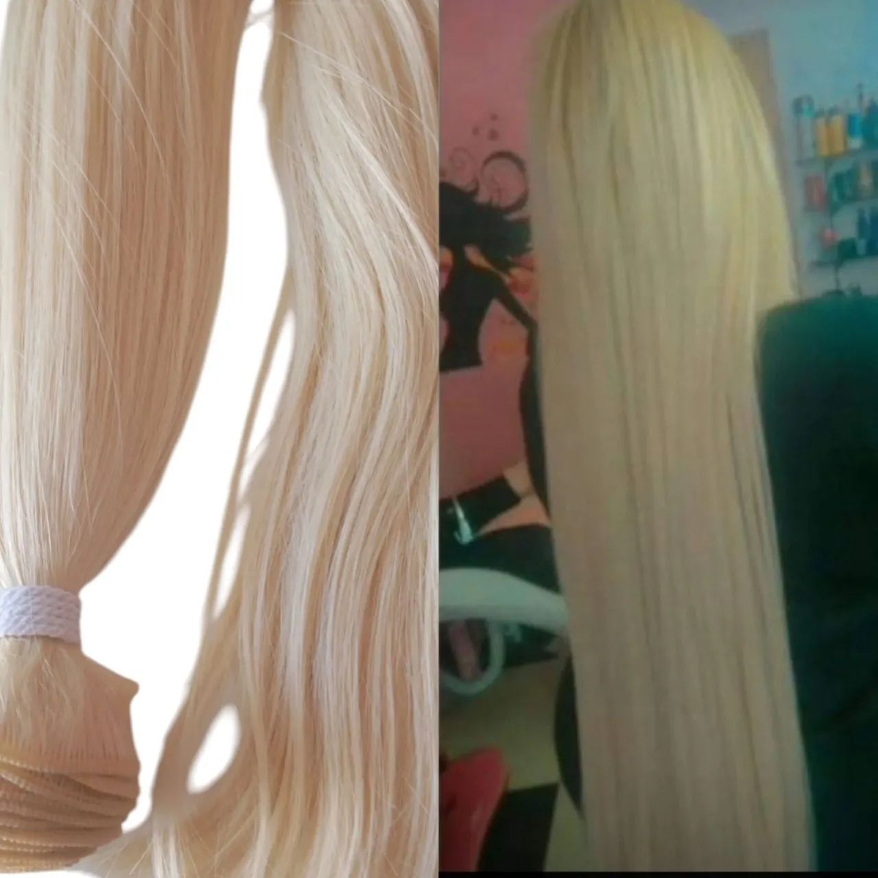 Cabelo fibra russa original 200gr 70cm loiro 613# na tela liso  - Foto 3