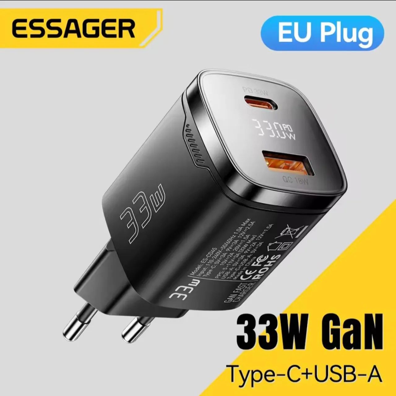 Carregador Essager 33W USB-A + Type-C - Foto 2