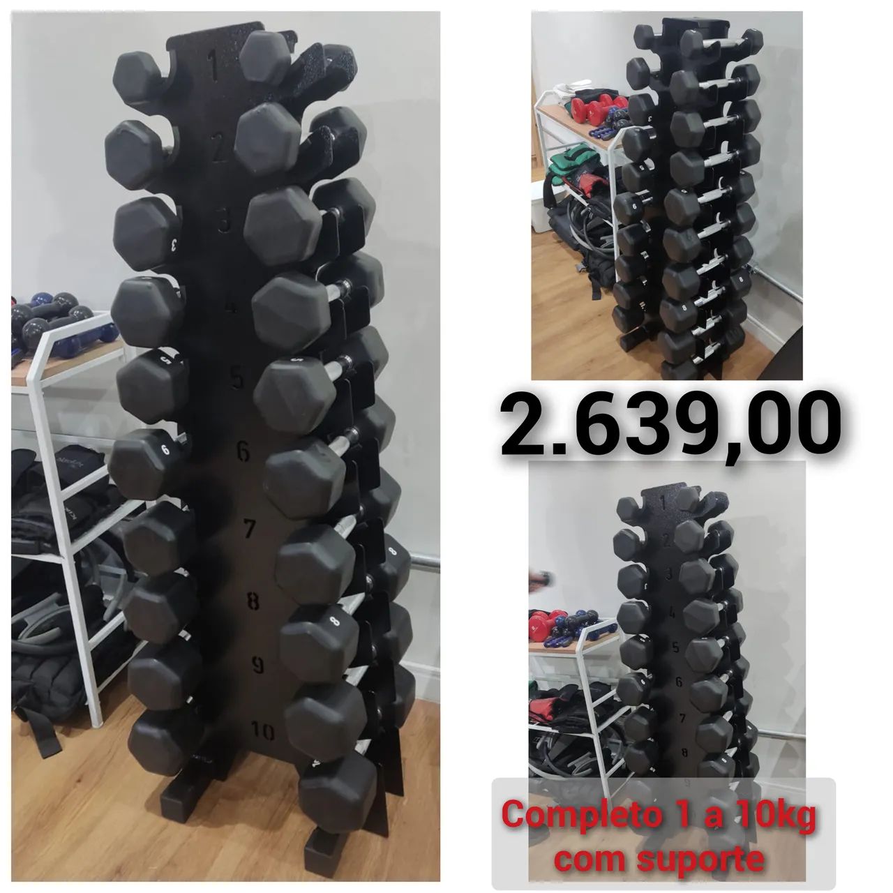 HALTER sextavado texturizado cromada 1 a10 kg 